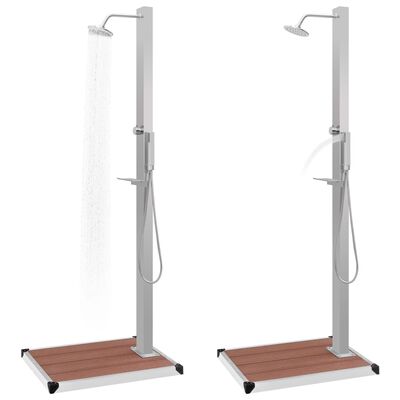 vidaXL Outdoor Shower with Tray WPC Stainless Steel, brown vidaXL Outdoor Shower with Tray WPC Stainless Steel