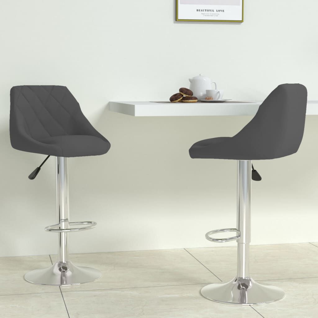 vidaXL Bar Stool 2 Pcs Dark Grey Velvet