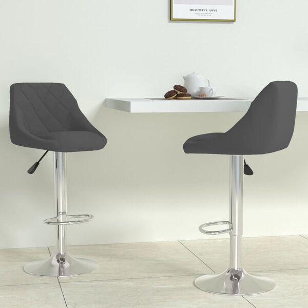 vidaXL Bar Stool 2 Pcs Dark Grey Velvet