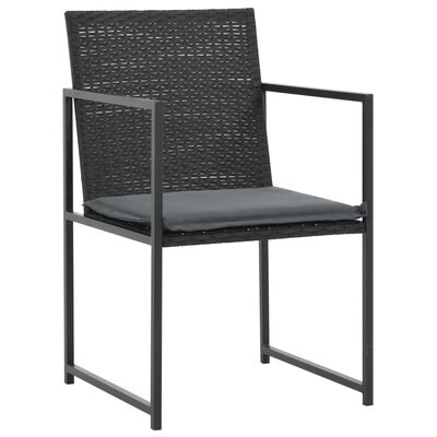 vidaXL 5 Piece Outdoor Dining Set with Cushions Poly Rattan Black, black vidaXL 5 Piece Outdoor Dining Set with Cushions Poly Rattan Black