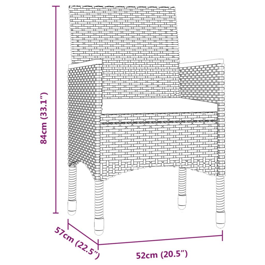 vidaXL 9 Piece Garden Dining Set with Cushions Black