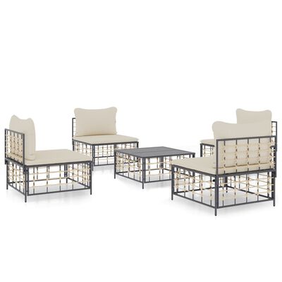 vidaXL 5 Piece Garden Lounge Set with Cushions Anthracite Poly Rattan,  vidaXL 5 Piece Garden Lounge Set with Cushions Anthracite Poly Rattan