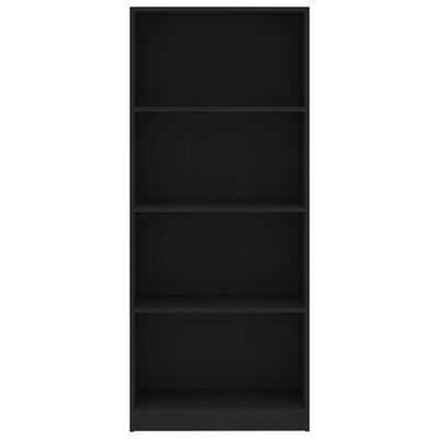 vidaXL 4-Tier Book Cabinet Black 60x24x142 cm Engineered Wood