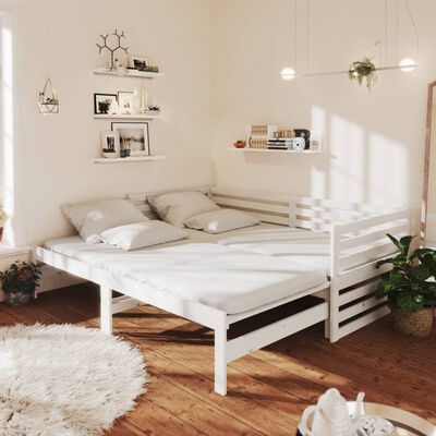 vidaXL Pull-out Day Bed without Mattress White 2x(90x200) cm