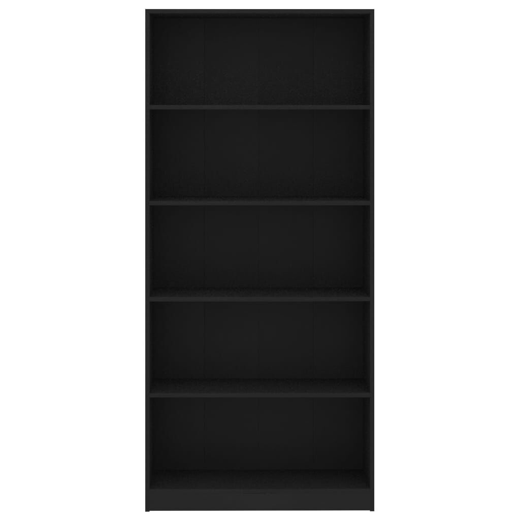 vidaXL 5-Tier Book Cabinet Black 80x24x175 cm Engineered Wood