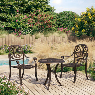 vidaXL 3 Piece Bistro Set Cast Aluminium Bronze