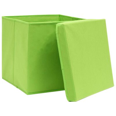 vidaXL Storage Boxes with Covers 4 pcs 28x28x28 cm Green, green with lids vidaXL Storage Boxes with Covers 4 pcs 28x28x28 cm Green