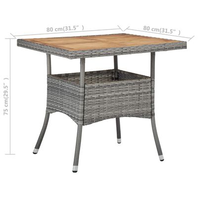 vidaXL Outdoor Dining Table Grey Poly Rattan and Solid Acacia Wood, grey vidaXL Outdoor Dining Table Grey Poly Rattan and Solid Acacia Wood