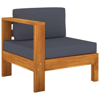 vidaXL 9 Piece Garden Lounge Set with Dark Grey Cushions Acacia Wood, dark grey vidaXL 9 Piece Garden Lounge Set with Dark Grey Cushions Acacia Wood