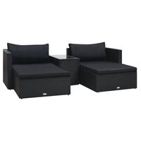 vidaXL 5 Piece Garden Lounge Set with Cushions Poly Rattan Black, black vidaXL 5 Piece Garden Lounge Set with Cushions Poly Rattan Black