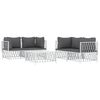 vidaXL 5 Piece Garden Lounge Set with Cushions White Steel
