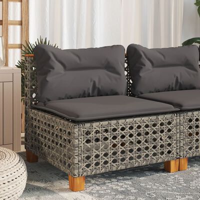 vidaXL Garden Sofa Armless with Cushions Grey Poly Rattan, grey vidaXL Garden Sofa Armless with Cushions Grey Poly Rattan