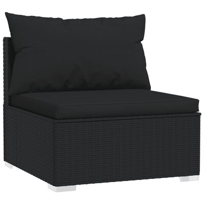 vidaXL 11 Piece Garden Lounge Set with Cushions Poly Rattan Black, black vidaXL 11 Piece Garden Lounge Set with Cushions Poly Rattan Black