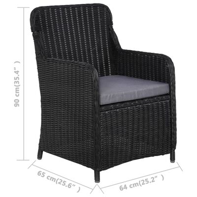 vidaXL Outdoor Chairs with Cushions 2 pcs Poly Rattan Black, black vidaXL Outdoor Chairs with Cushions 2 pcs Poly Rattan Black
