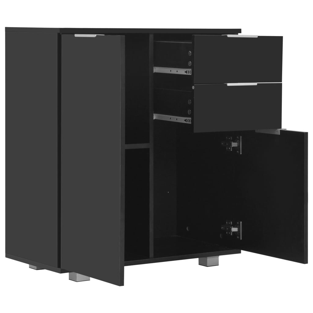vidaXL Sideboard High Gloss Black 71x35x80 cm Engineered Wood