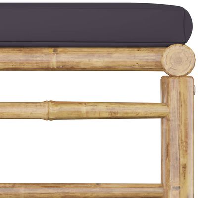 vidaXL 9 Piece Garden Lounge Set with Dark Grey Cushions Bamboo, dark grey vidaXL 9 Piece Garden Lounge Set with Dark Grey Cushions Bamboo