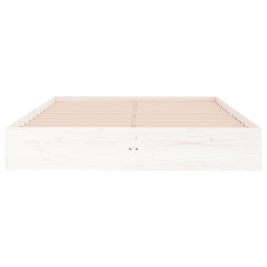 vidaXL Bed Frame without Mattress White Solid Wood 135x190 cm Double Double
