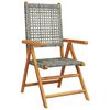 vidaXL Reclining Garden Chairs 8 pcs Grey Poly Rattan and Solid Wood