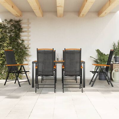 vidaXL 7 Piece Garden Dining Set Black and Brown Aluminium, black and brown vidaXL 7 Piece Garden Dining Set Black and Brown Aluminium