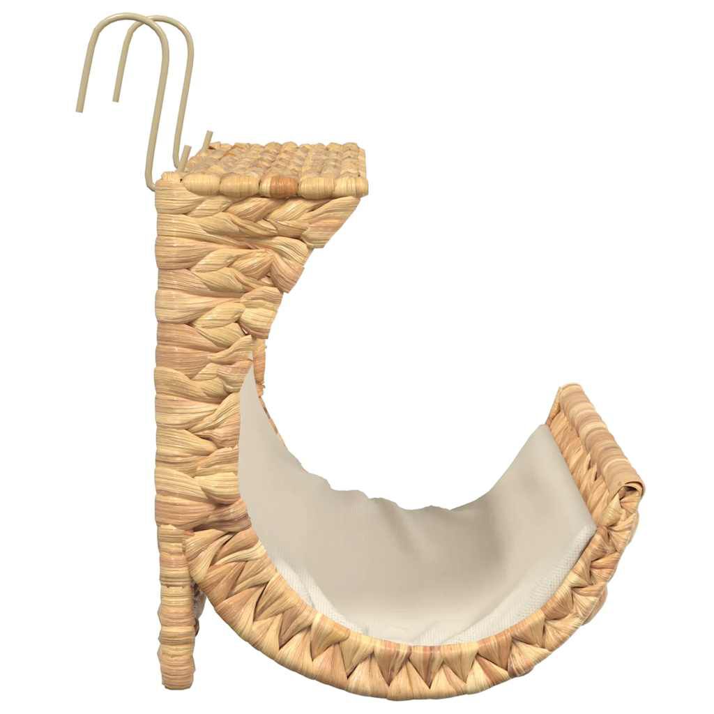 vidaXL Cat Bed with Cushion Water Hyacinth 37x20x20 cm