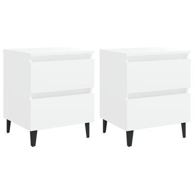 vidaXL Bed Cabinets 2 pcs White 40x35x50 cm Engineered Wood, white vidaXL Bed Cabinets 2 pcs White 40x35x50 cm Engineered Wood