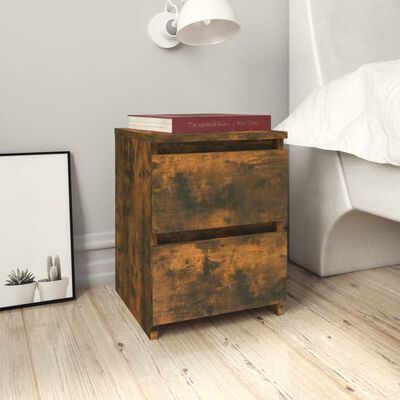 vidaXL Bedside Cabinets 2 pcs Smoked Oak 30x30x40 cm Engineered Wood