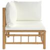 vidaXL Garden Corner Sofa with Cream White Cushions Bamboo