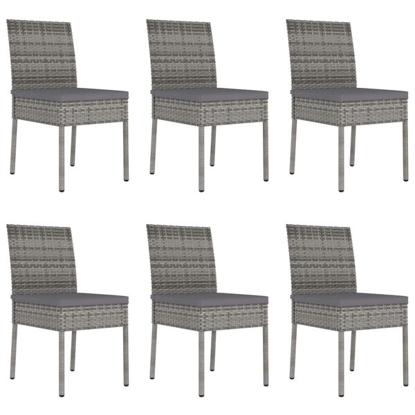 vidaXL 7 Piece Garden Dining Set Poly Rattan Grey