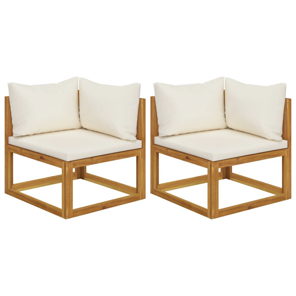 vidaXL Sectional Corner Sofas 2 pcs with Cushions Cream White