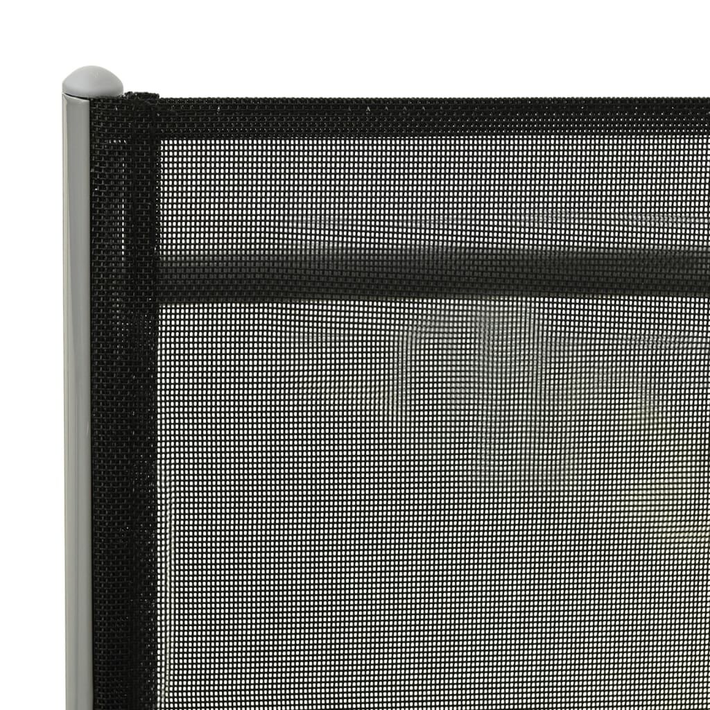 vidaXL Folding Sun Lounger Textilene and Aluminium Black and Silver