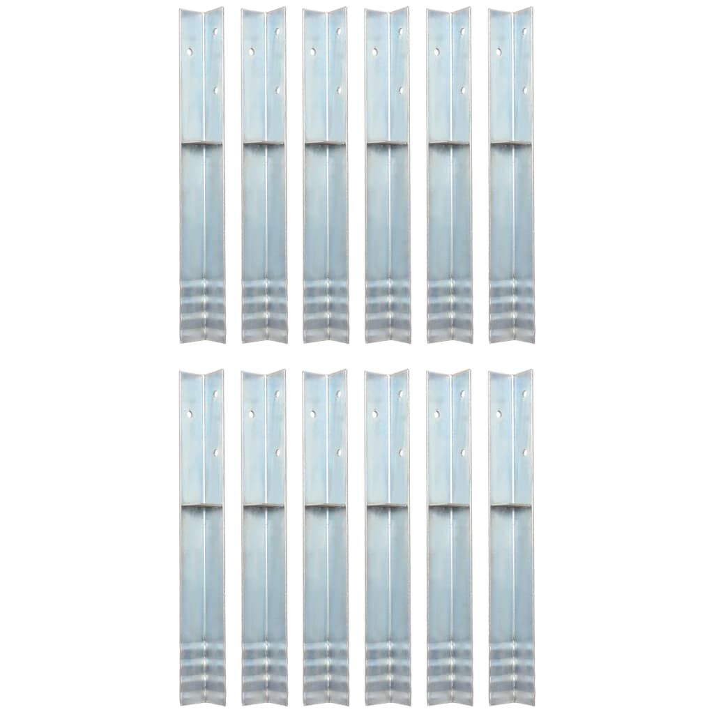 vidaXL L-shaped Ground Anchors 12 pcs Galvanised Steel 5x5x50 cm