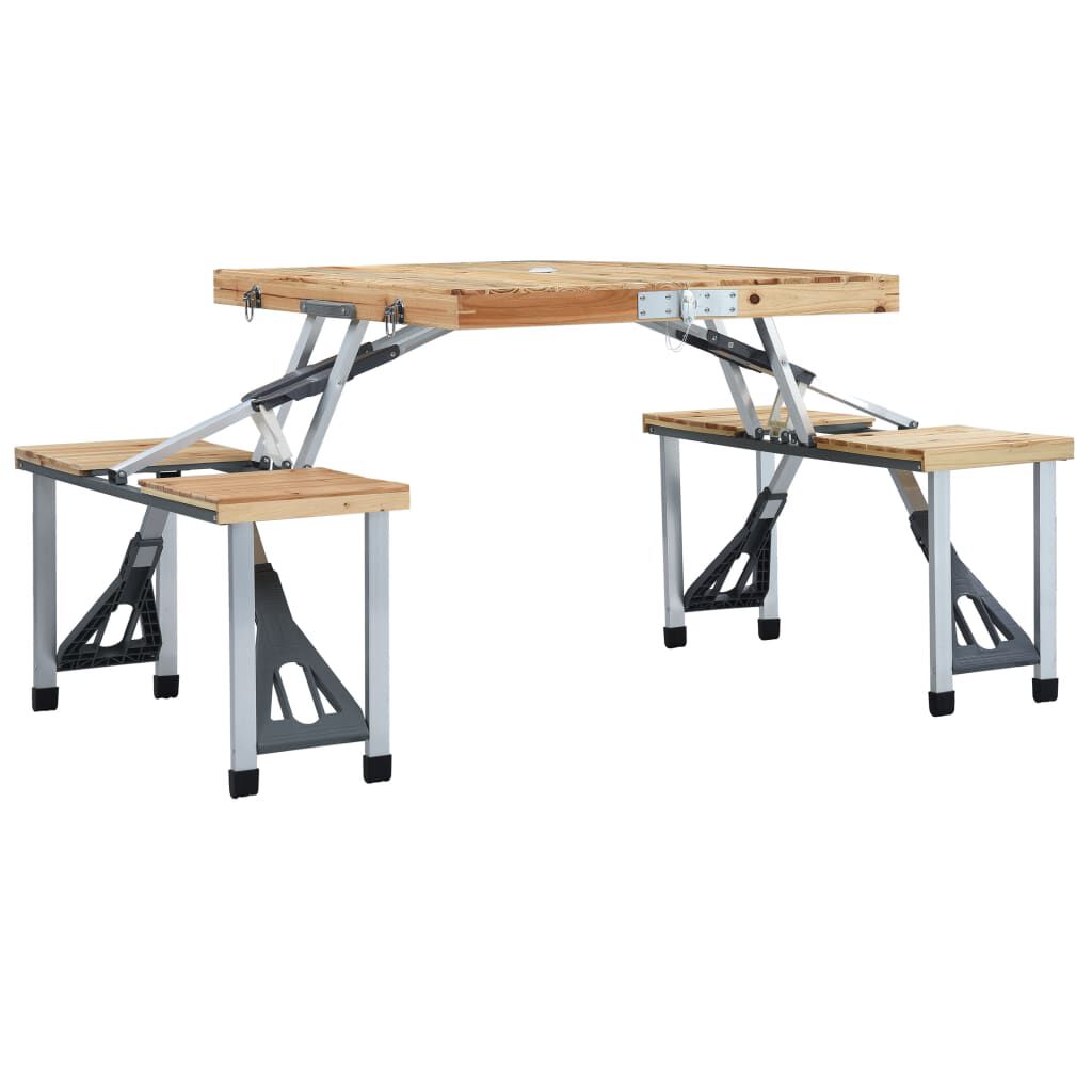vidaXL Folding Camping Table with 4 Seats Steel Aluminium