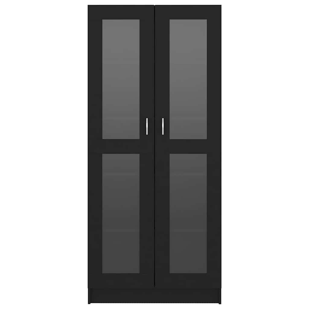 vidaXL Vitrine Cabinet Black 82.5x30.5x185.5 cm Engineered Wood