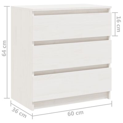 vidaXL Bedside Cabinets 2 pcs White 60x36x64 cm Solid Pinewood, white vidaXL Bedside Cabinets 2 pcs White 60x36x64 cm Solid Pinewood