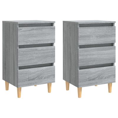 vidaXL Bed Cabinets with Solid Wood Legs 2 pcs Grey Sonoma 40x35x69 cm, grey sonoma vidaXL Bed Cabinets with Solid Wood Legs 2 pcs Grey Sonoma 40x35x69 cm