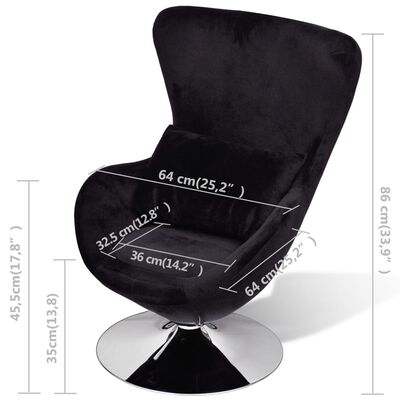 vidaXL Armchair with Egg Shape Black, black vidaXL Armchair with Egg Shape Black