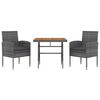 vidaXL 3 Piece Outdoor Dining Set Poly Rattan Grey