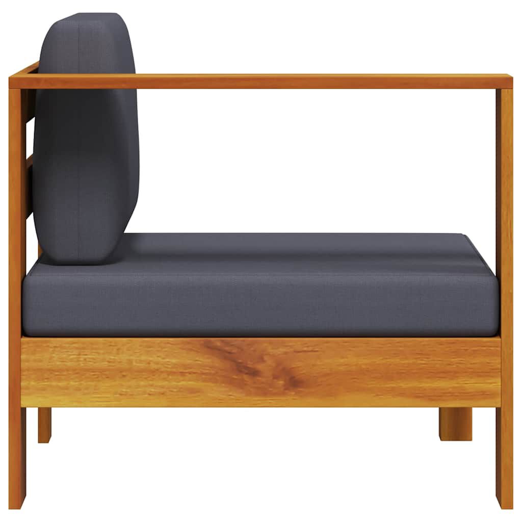 vidaXL Middle Sofa with 1 Armrest Dark Grey Solid Acacia Wood, dark grey vidaXL Middle Sofa with 1 Armrest Dark Grey Solid Acacia Wood