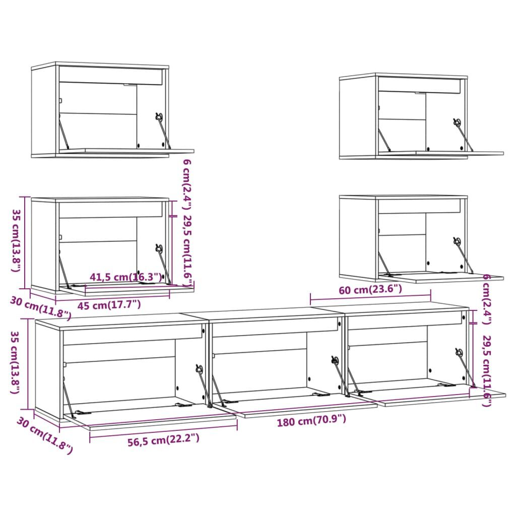 vidaXL TV Cabinets 7 pcs Solid Wood Pine
