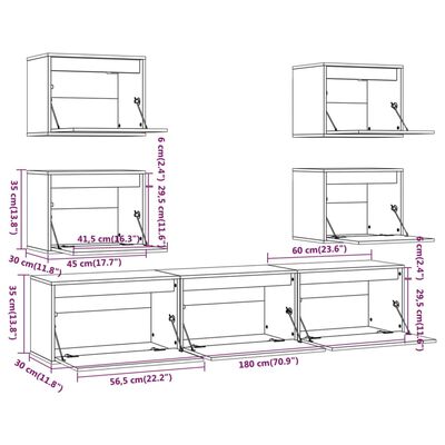 vidaXL TV Cabinets 7 pcs Solid Wood Pine, natural vidaXL TV Cabinets 7 pcs Solid Wood Pine
