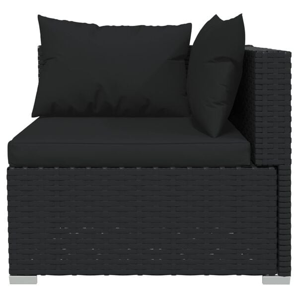 vidaXL 9 Piece Garden Lounge Set with Cushions Poly Rattan Black
