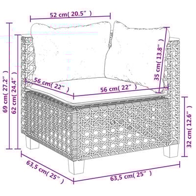vidaXL 5 Piece Garden Sofa Set with Cushions Grey Poly Rattan, grey vidaXL 5 Piece Garden Sofa Set with Cushions Grey Poly Rattan
