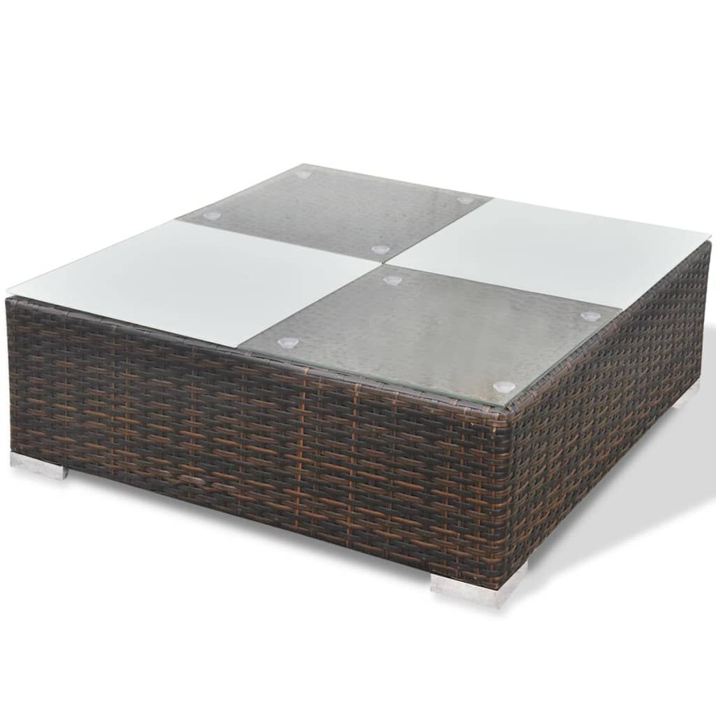 vidaXL 10 Piece Garden Lounge Set with Cushions Poly Rattan Brown