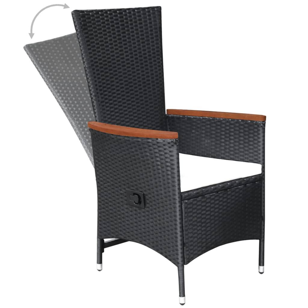 vidaXL 7 Piece Garden Dining Set Poly Rattan Black