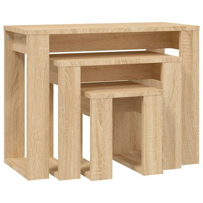 vidaXL Nesting Tables 3 pcs Sonoma Oak Engineered Wood, sonoma oak vidaXL Nesting Tables 3 pcs Sonoma Oak Engineered Wood