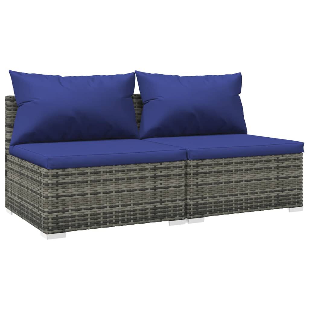 vidaXL 2 Piece Garden Lounge Set with Cushions Poly Rattan Grey
