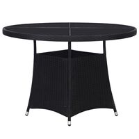 vidaXL Garden Table Black Ø110x74 cm Poly Rattan, black vidaXL Garden Table Black Ø110x74 cm Poly Rattan