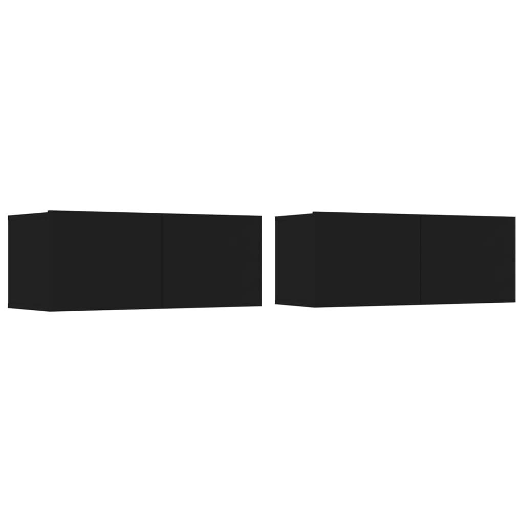 vidaXL 4 Piece TV Cabinet Set Black Engineered Wood