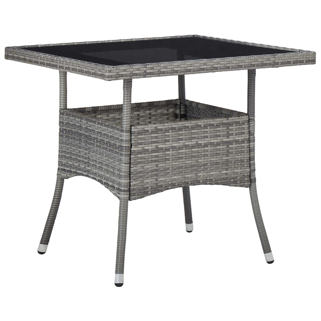 vidaXL 5 Piece Garden Dining Set Grey Poly Rattan and Acacia Wood