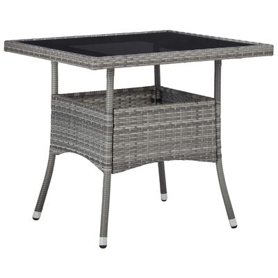 vidaXL 5 Piece Garden Dining Set Grey Poly Rattan and Acacia Wood, grey vidaXL 5 Piece Garden Dining Set Grey Poly Rattan and Acacia Wood